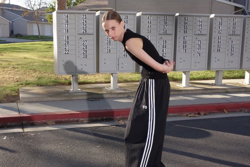 petra collins y3 adidas spring summer photography black track pants 