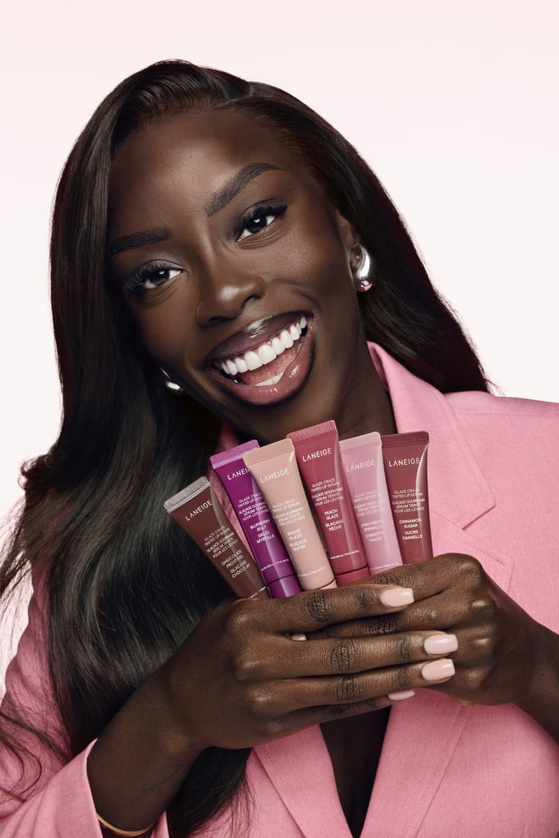 golloria posing with a donut and coffee, laneige lip glaze new flavors, skincare, makeup, beauty 