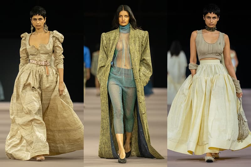 vivienne westwood india runway show sari sheer top gowns dresses south asian models