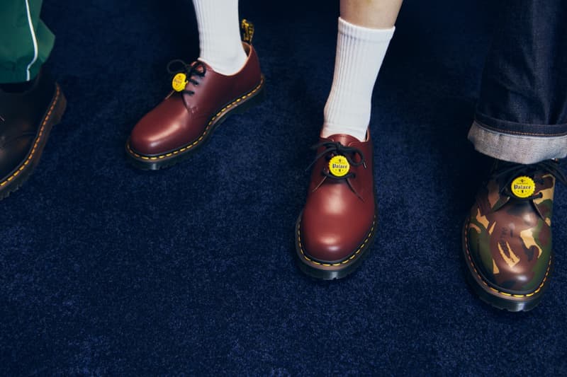 palace dr martens boots camouflage yellow button red shoes woman dog