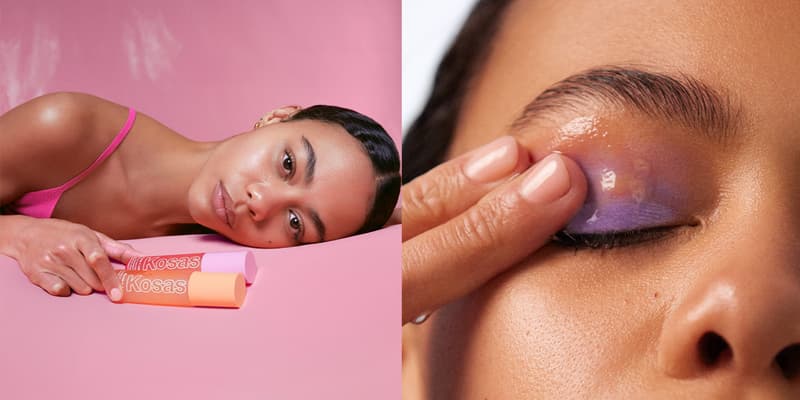 woman posing with new kosas double cleansing system, woman washing her makeup off, new cleanser, skincare, beauty