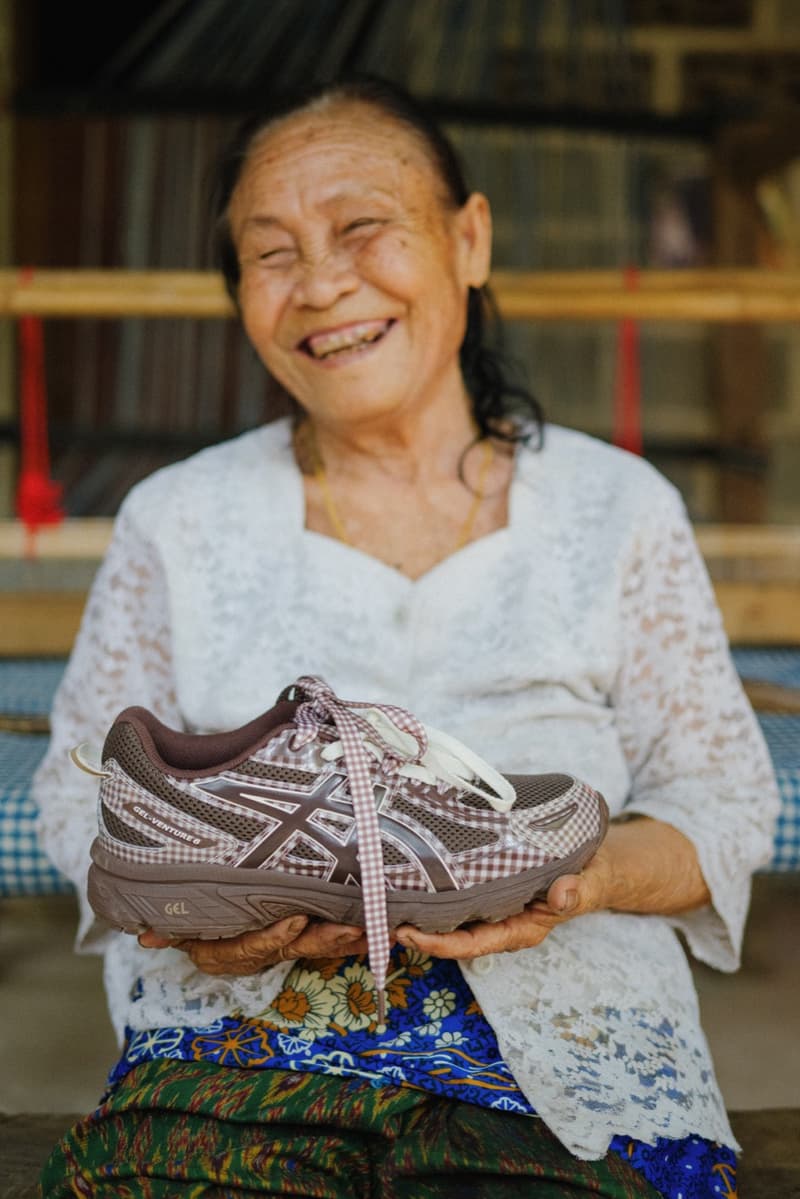 asics story mfg sneakers gingham old people community campaign brown trainers