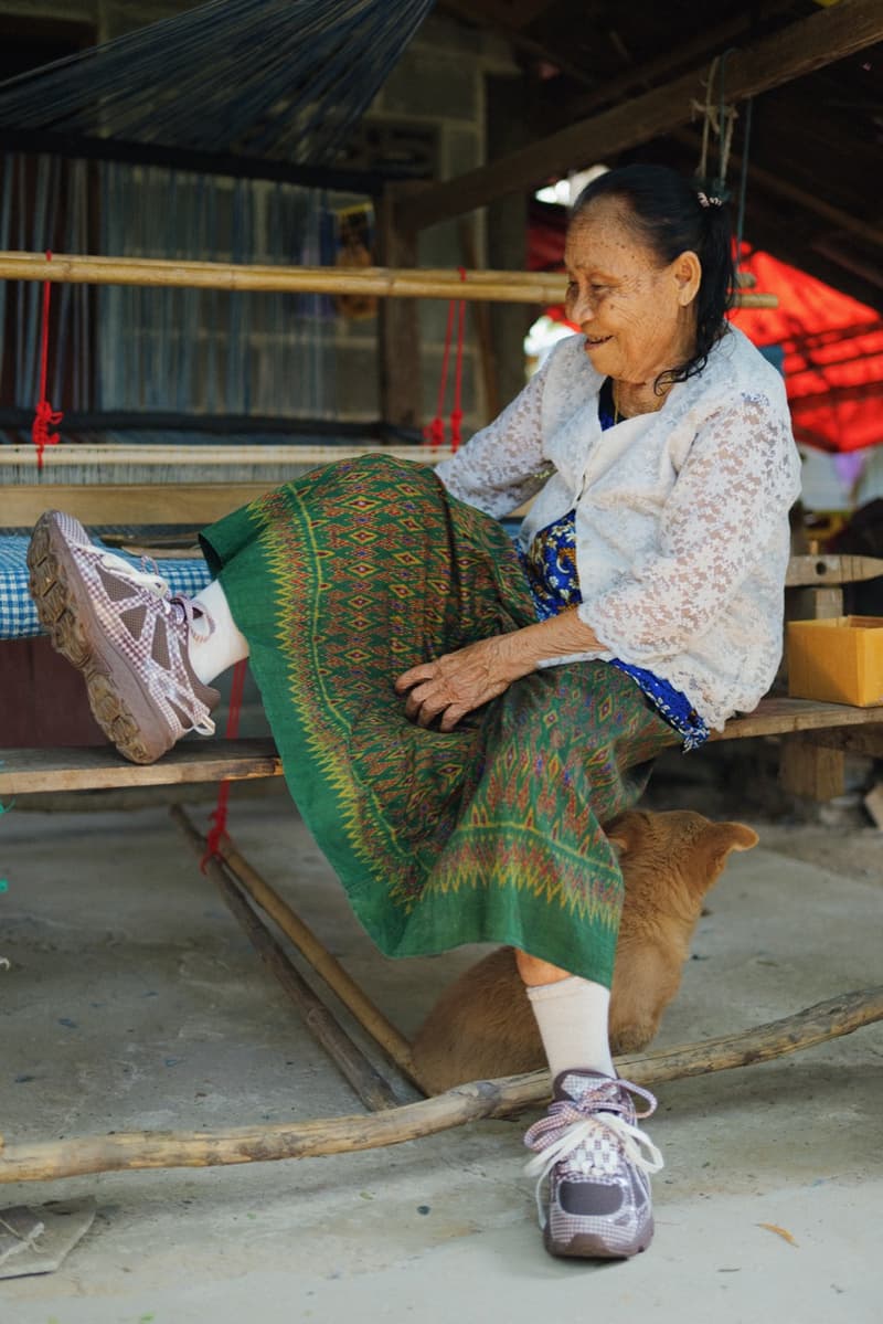 asics story mfg sneakers gingham old people community campaign brown trainers