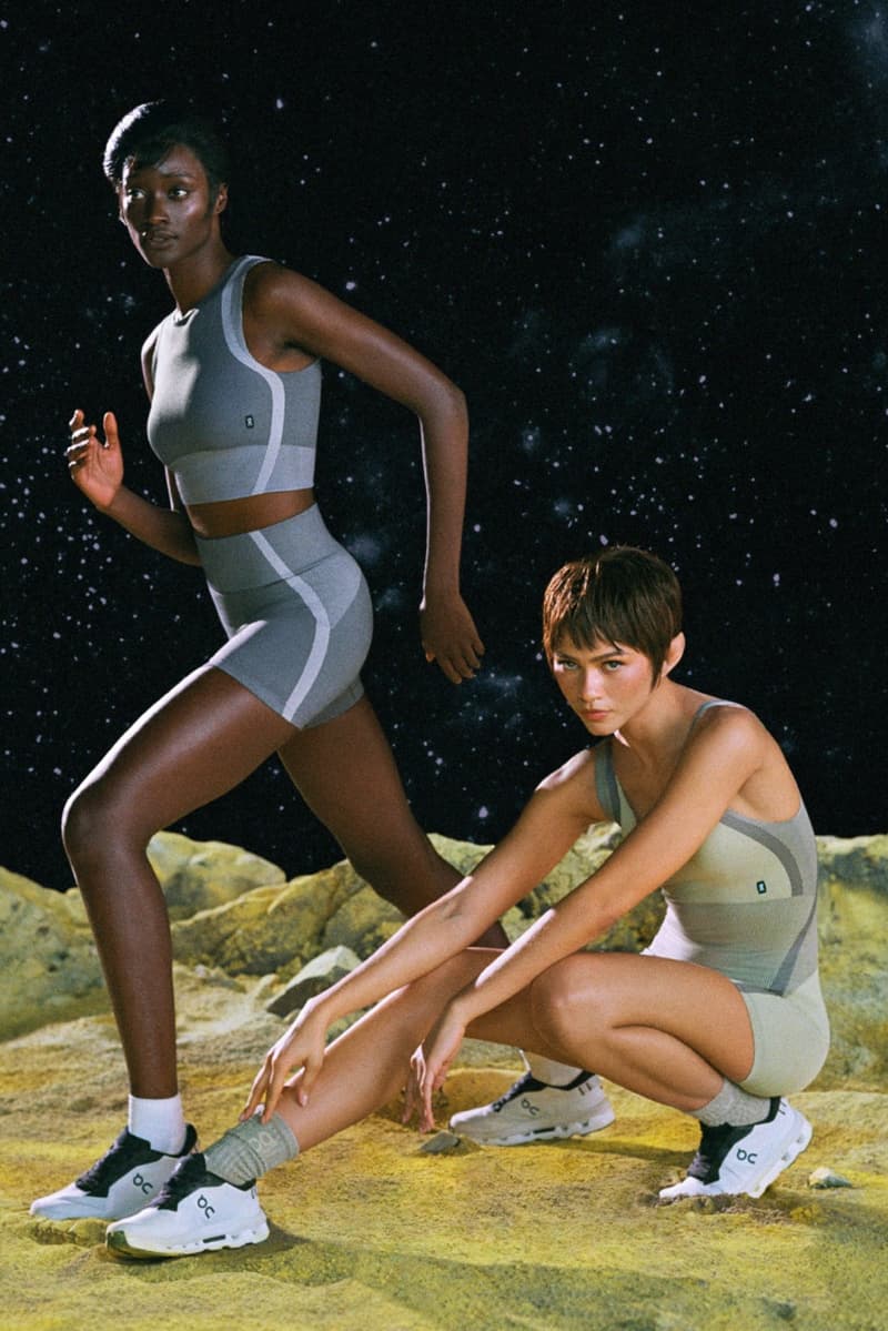 nadia lee cohen zendaya on running sportswear bras bike shorts athletic