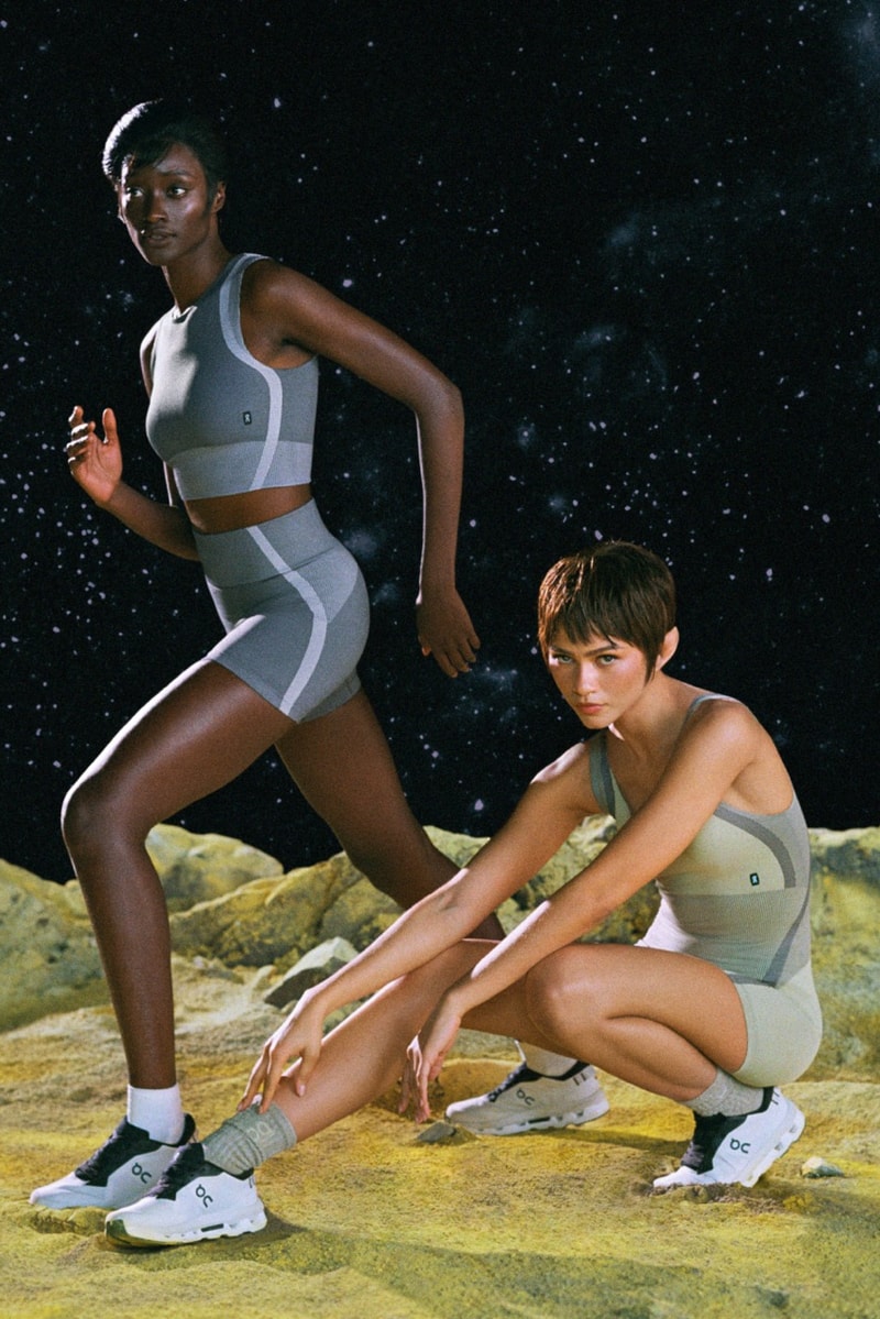 nadia lee cohen zendaya on running sportswear bras bike shorts athletic