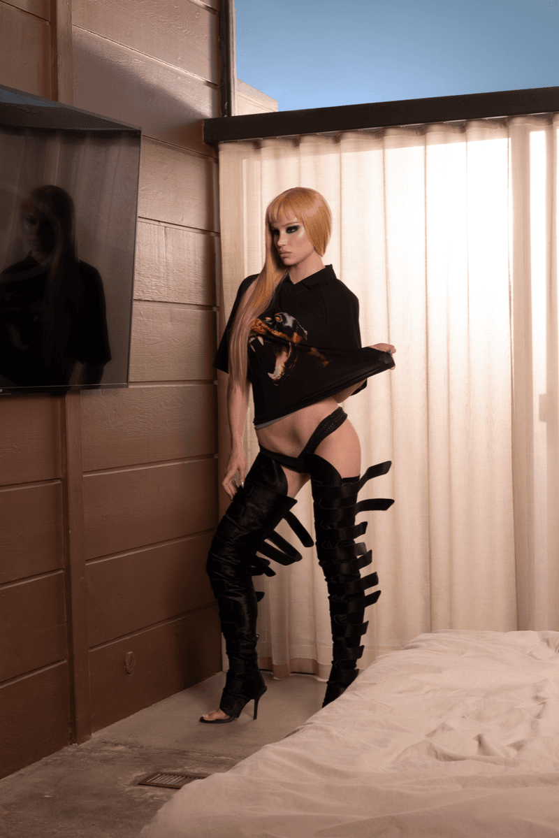 ksubi mowalola y2k denim vhs video tiny bras models leopard print hot pants shorts underwear