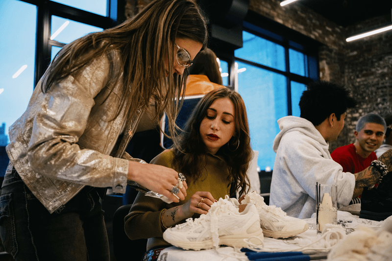 asics metagirl caterina mongillo gel nunobiki sneakers shoe footwear customization class personalization sustainable feathers metal new york city event lower east side chinatown 