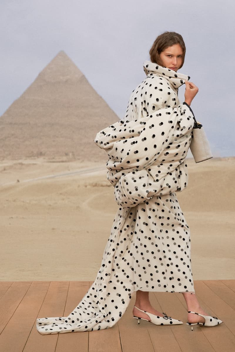 jacquemus pyramids egypt horses collection models boat sailing desert