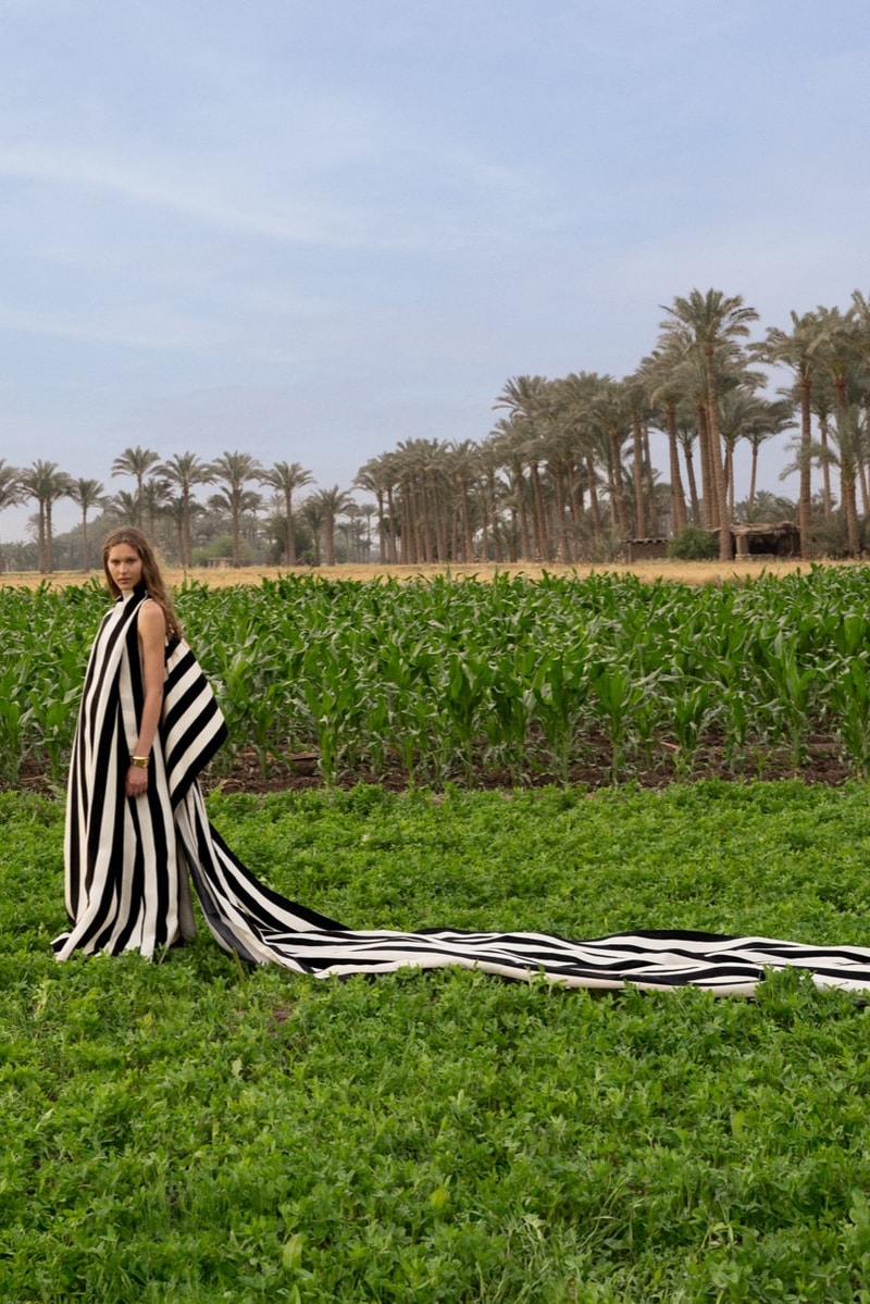 jacquemus pyramids egypt horses collection models boat sailing desert