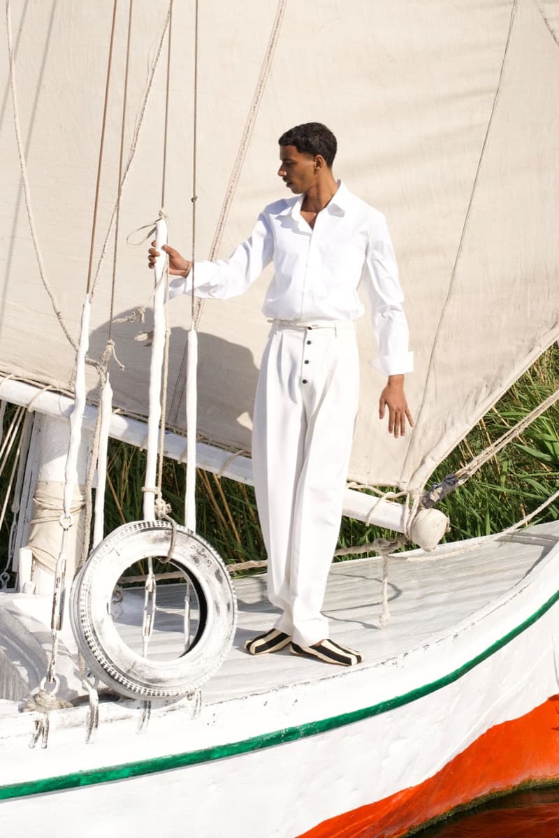 jacquemus pyramids egypt horses collection models boat sailing desert