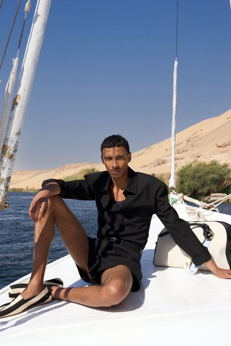 jacquemus pyramids egypt horses collection models boat sailing desert