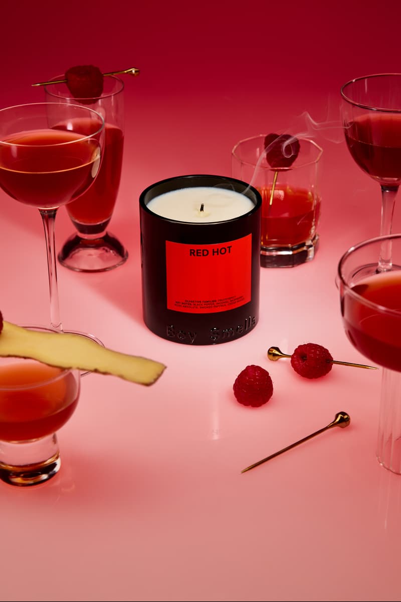 woman holding boy smells fragrance in white skirt, new rebrand, candles, beauty