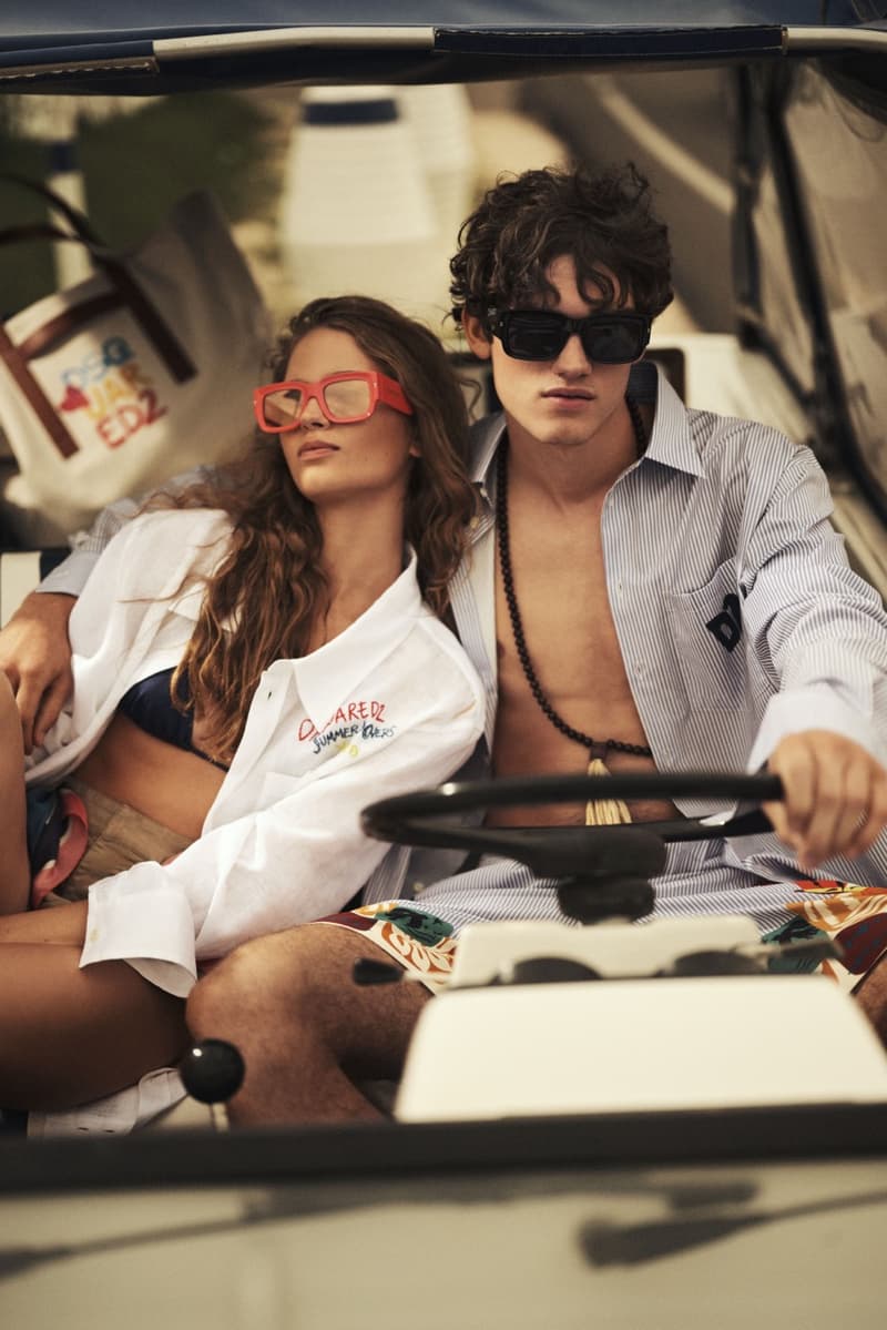 dsquared2 summer campaign couple kissing bikinis bikini top holiday vacation water