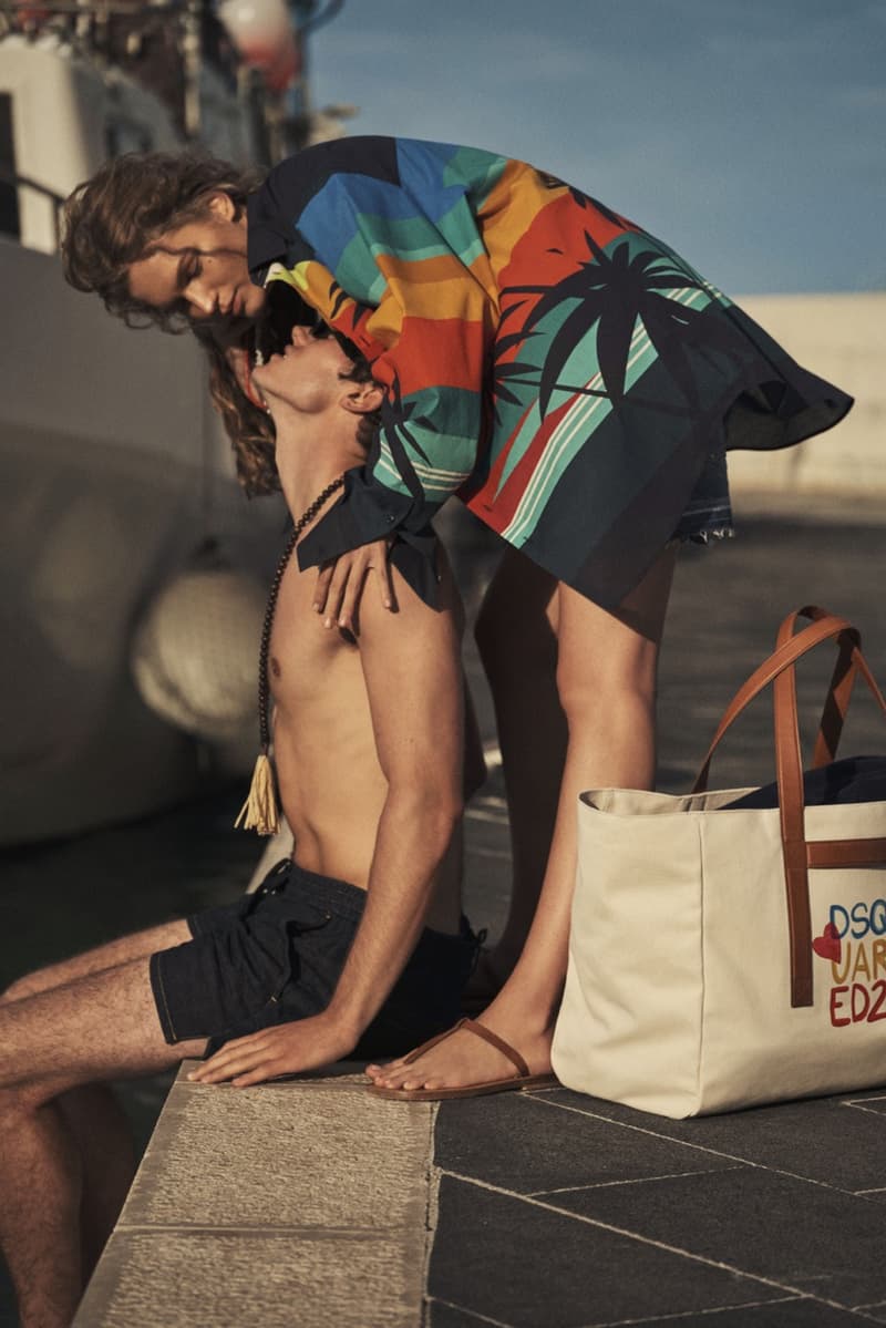 dsquared2 summer campaign couple kissing bikinis bikini top holiday vacation water