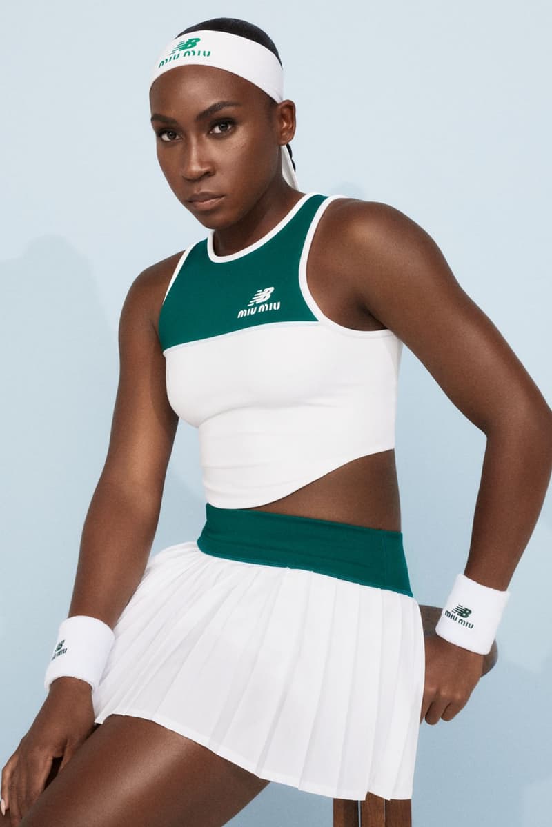 miu miu new balance coco gauff tennis silver sneakers shoes sports jacket headband
