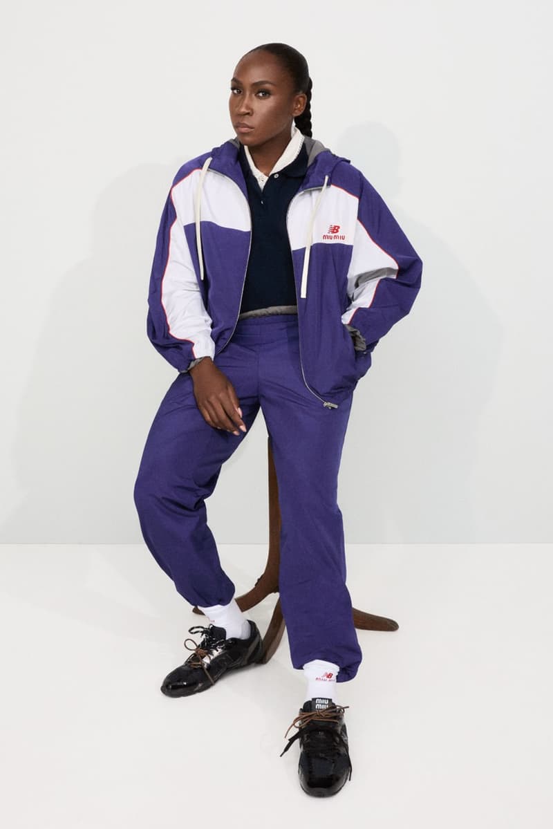 miu miu new balance coco gauff tennis silver sneakers shoes sports jacket headband