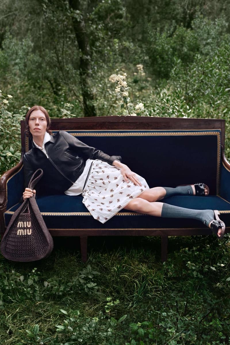miu miu diana silvers bags outside grass 