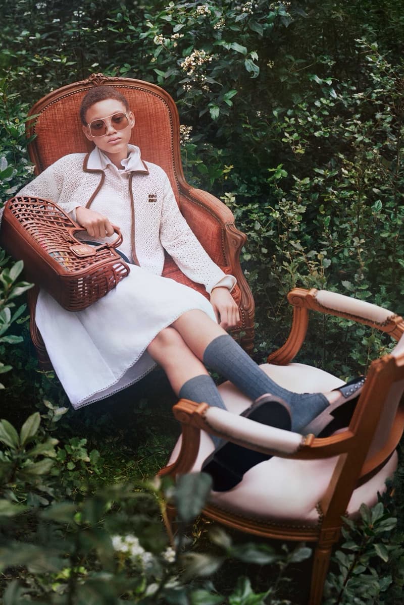 miu miu diana silvers bags outside grass 