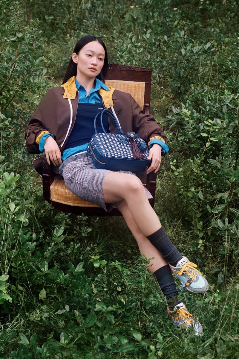 miu miu diana silvers bags outside grass 