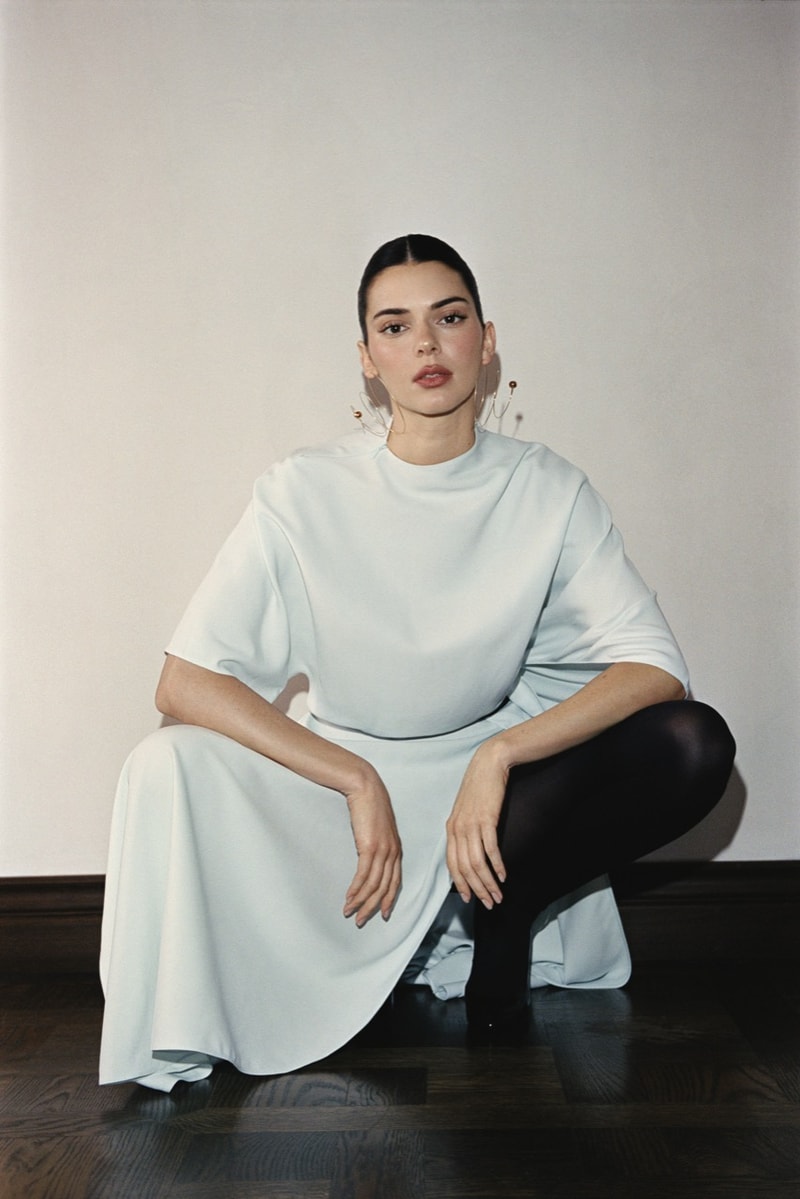 kendall jenner fwrd spring dresses sheer top strappy heels bottega veneta laying down 