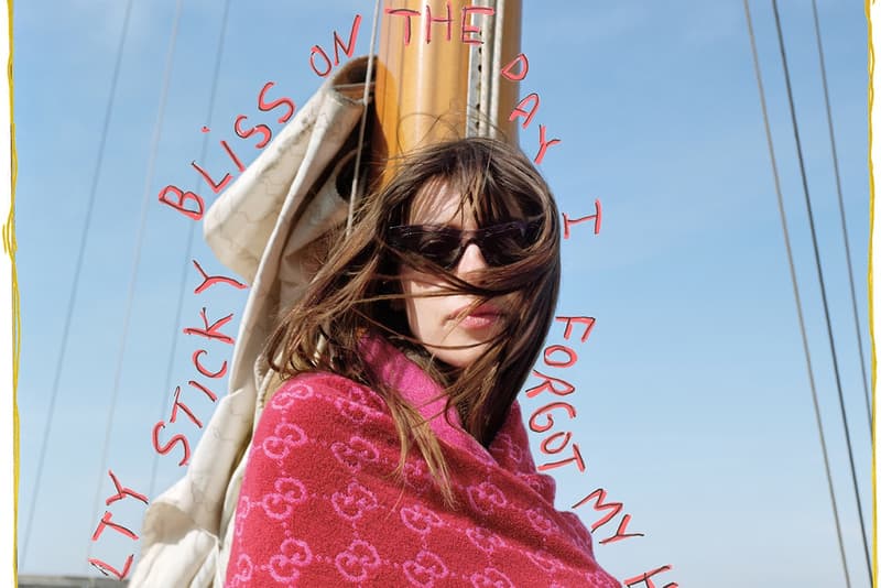 gucci daisy edgar jones monogram red swimsuit lido collection boat yacht water bikini