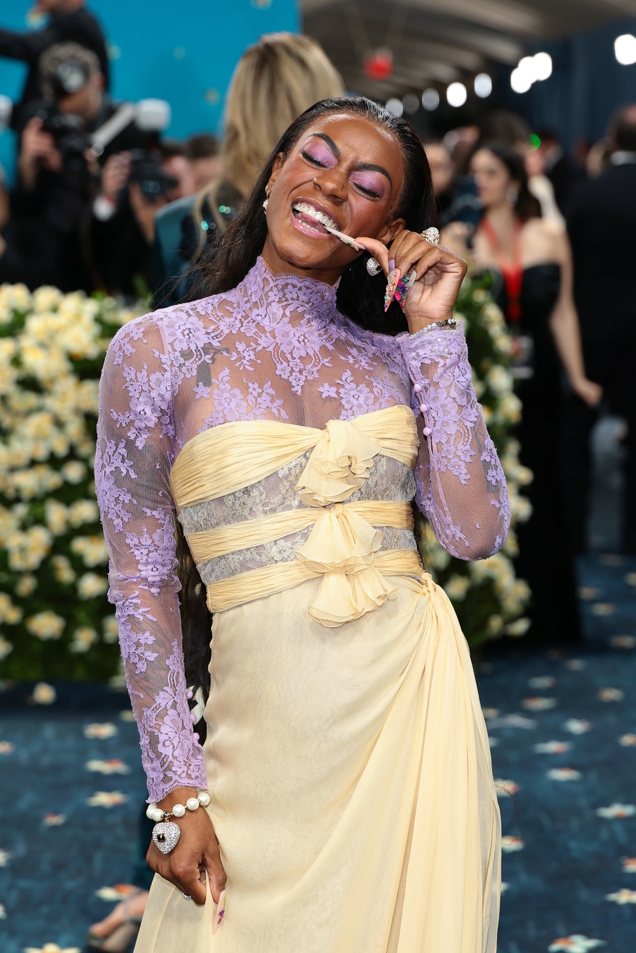 met gala beauty, makeup, hair, nails, doechii, megan thee stallion, emma chamberlain, zendaya, lala anthony, simone biles, teyana taylor, jennie, sha'carri richardson, valentina ferrer
