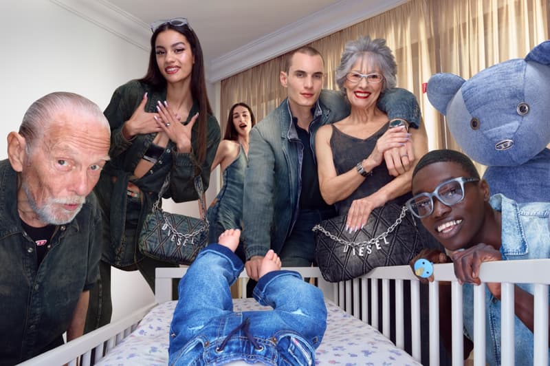 diesel jeans denim women beach bikini top topless man sunglasses