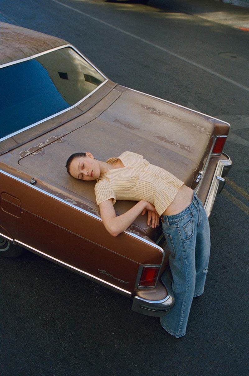 with jean wild card denim jeans motorbike girl laying down holiday travel