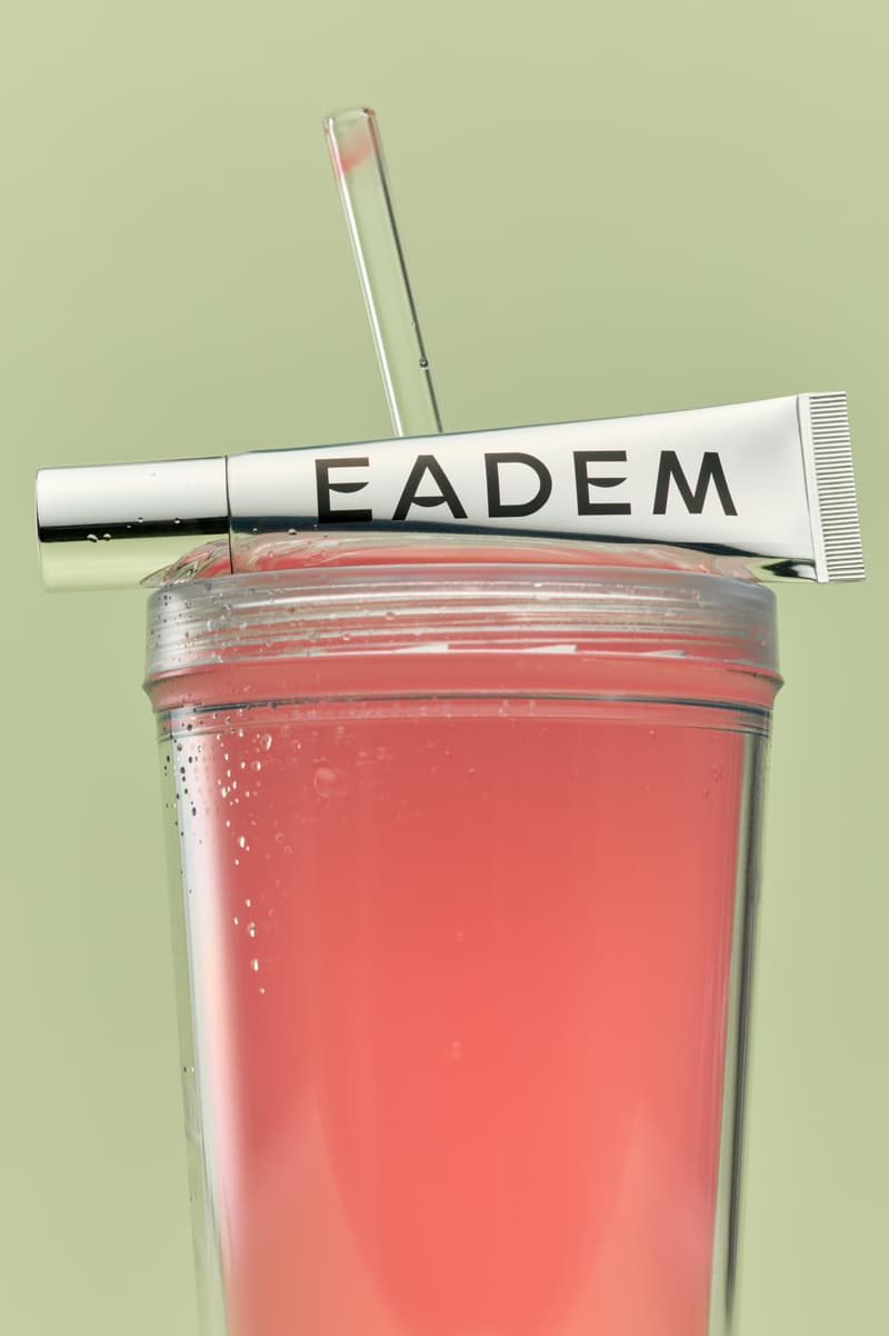 woman licking lollipop, eadem chou chou lip balm in guava fresca skincare makeup beauty