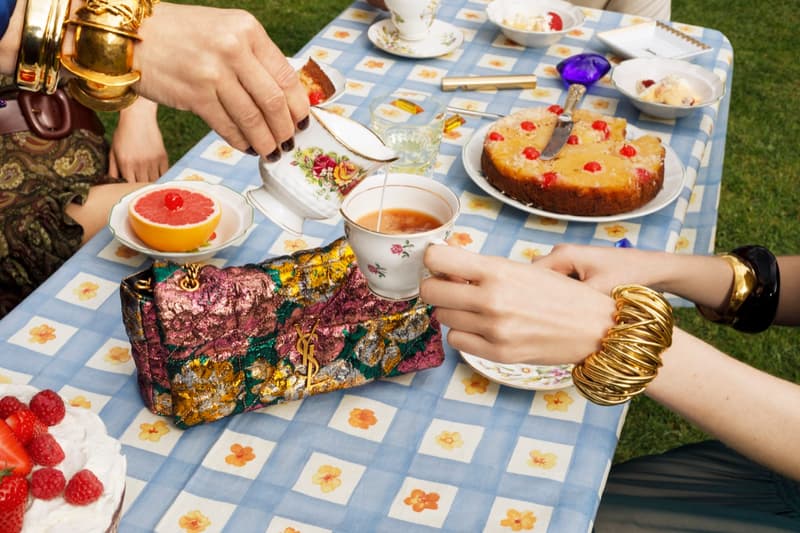 saint laurent summer picnic beach food jam toast ysl logo bags dogs sunglasses