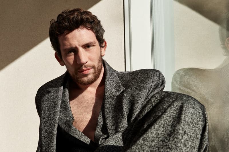 loewe greta lee draped dress puzzle bag woman lying down actor