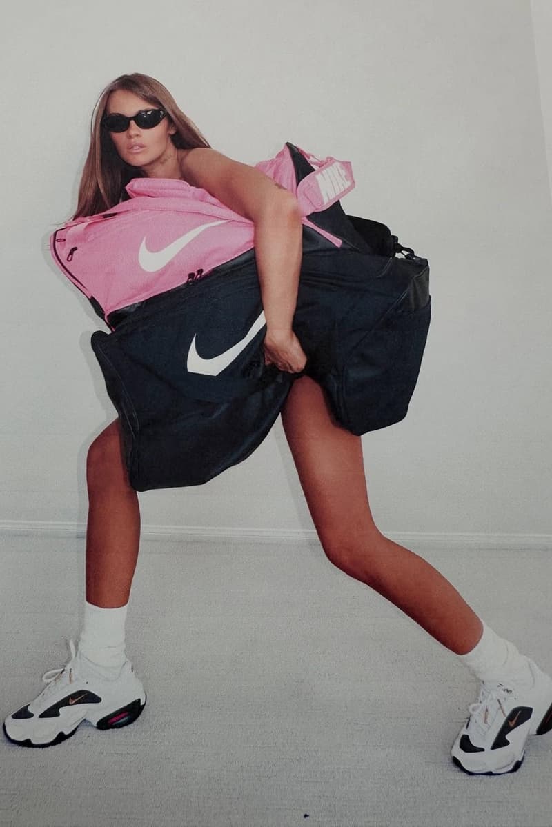 veneda carter nike white sneakers swoosh bags woman girl legs 