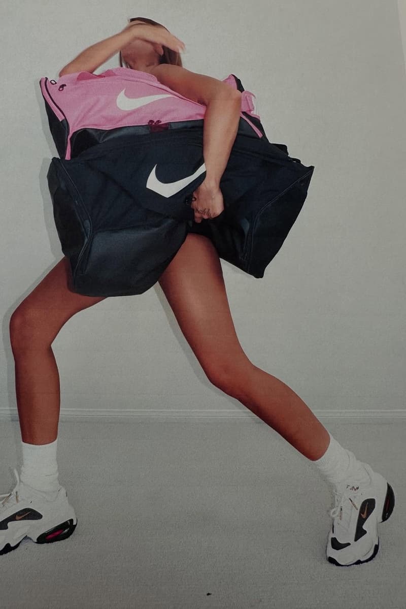 veneda carter nike white sneakers swoosh bags woman girl legs 