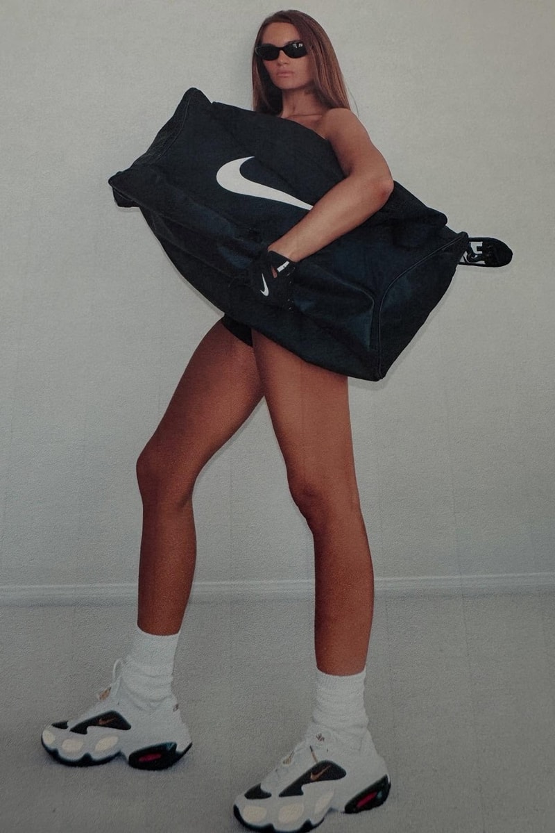 veneda carter nike white sneakers swoosh bags woman girl legs 