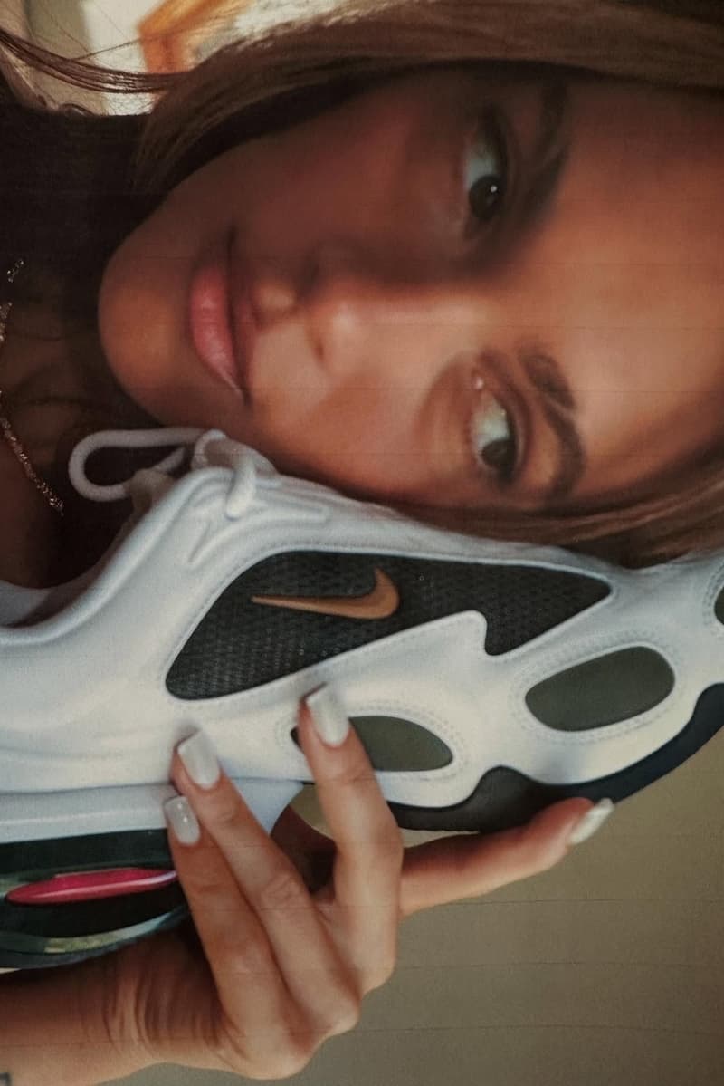 veneda carter nike white sneakers swoosh bags woman girl legs 