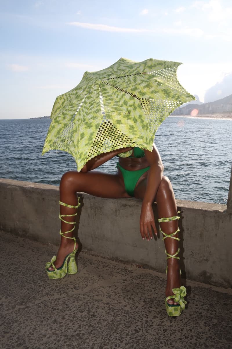 farrueche brazil swimwear tiny bikini top woman body sea crochet lime green