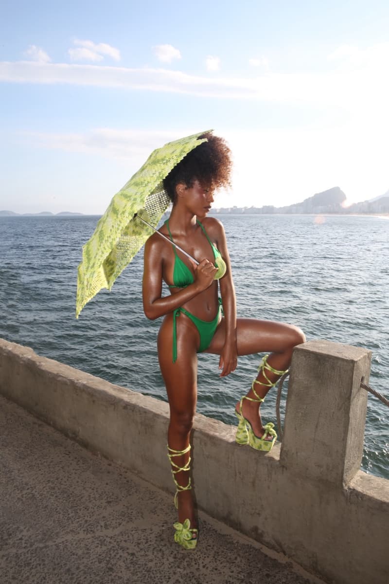 farrueche brazil swimwear tiny bikini top woman body sea crochet lime green