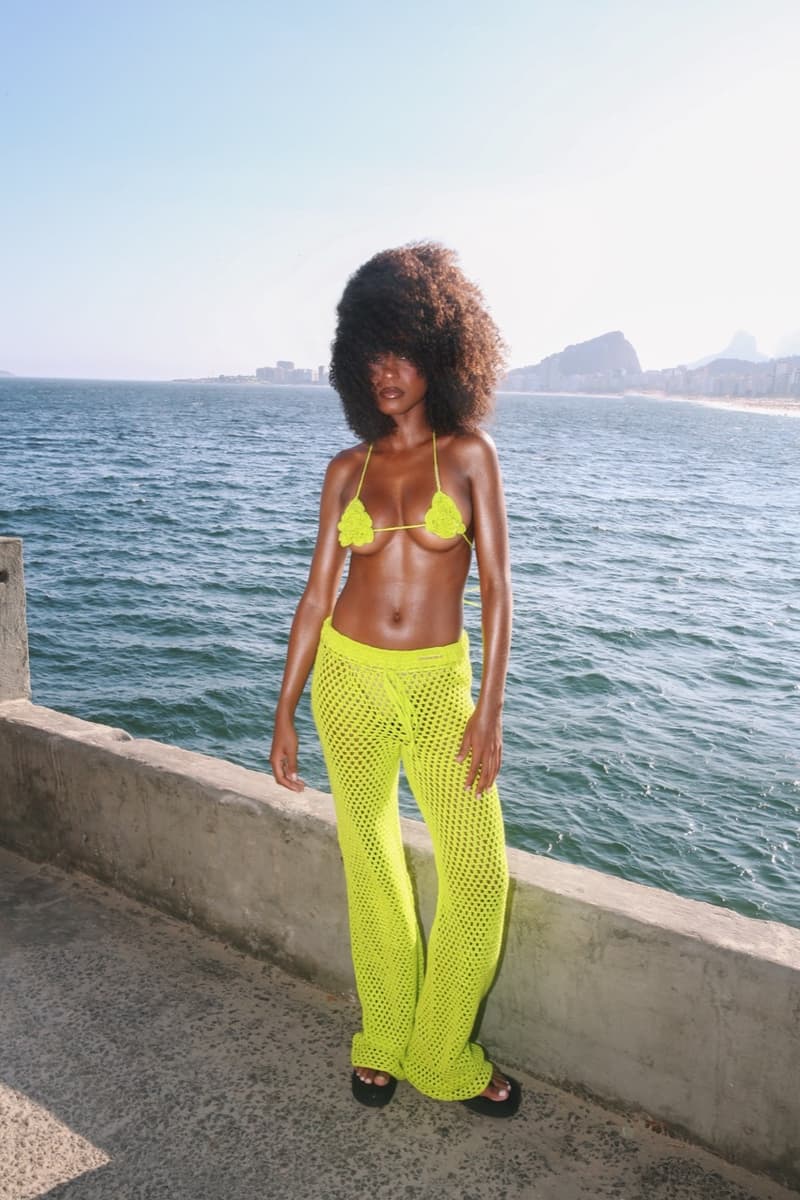 farrueche brazil swimwear tiny bikini top woman body sea crochet lime green