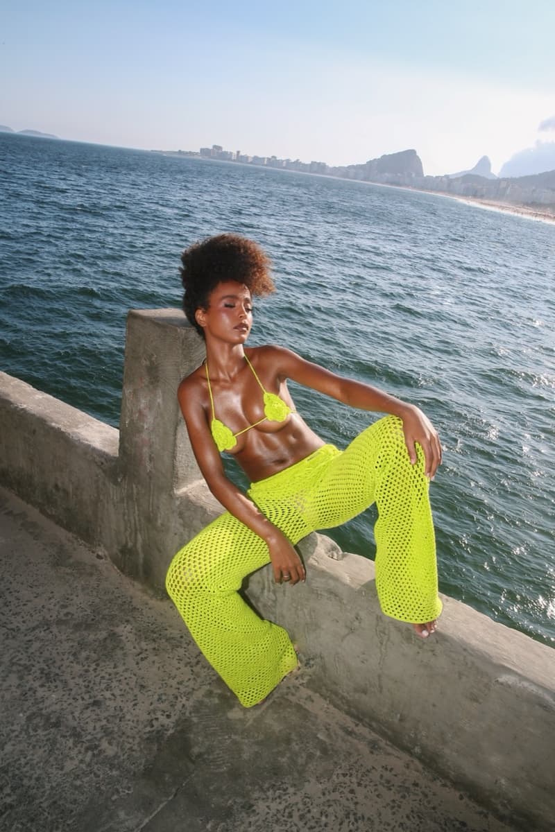 farrueche brazil swimwear tiny bikini top woman body sea crochet lime green