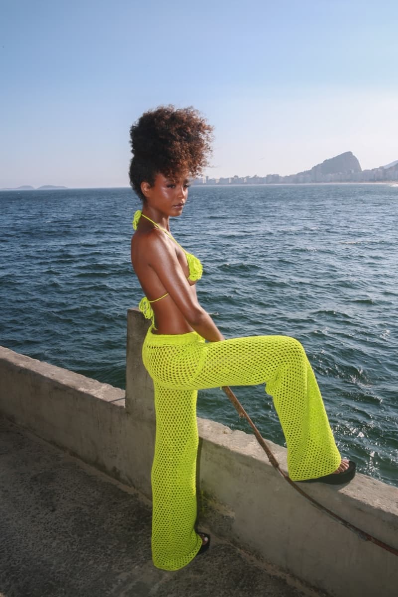 farrueche brazil swimwear tiny bikini top woman body sea crochet lime green