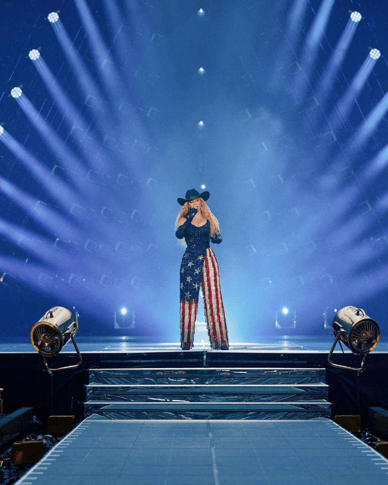 beyonce cowboy carter tour outfits looks thigh high boots fur coats swarovski jersey