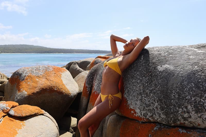 nounou, london, swimwear, bikinis, pink, yellow, woman, girl, beach, sea, holiday, body