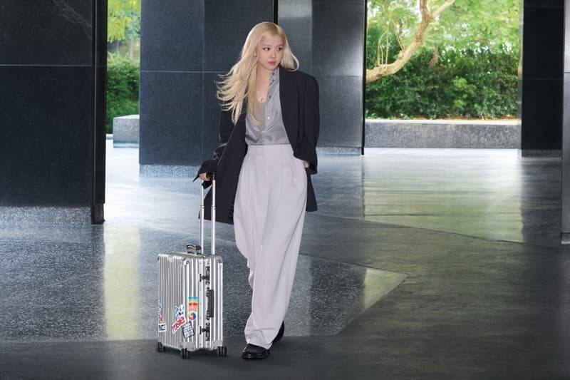 Rosè blackpink, kpop artist, girl, rimowa, silver suitcase, luggage