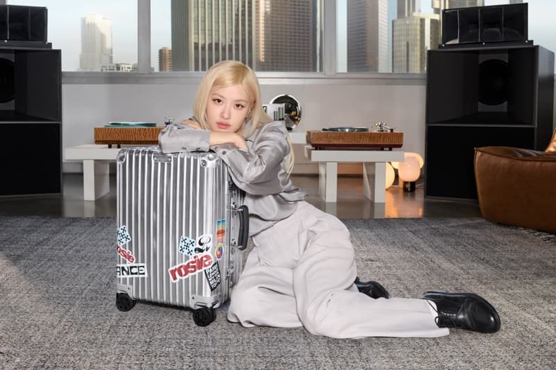 Rosè blackpink, kpop artist, girl, rimowa, silver suitcase, luggage