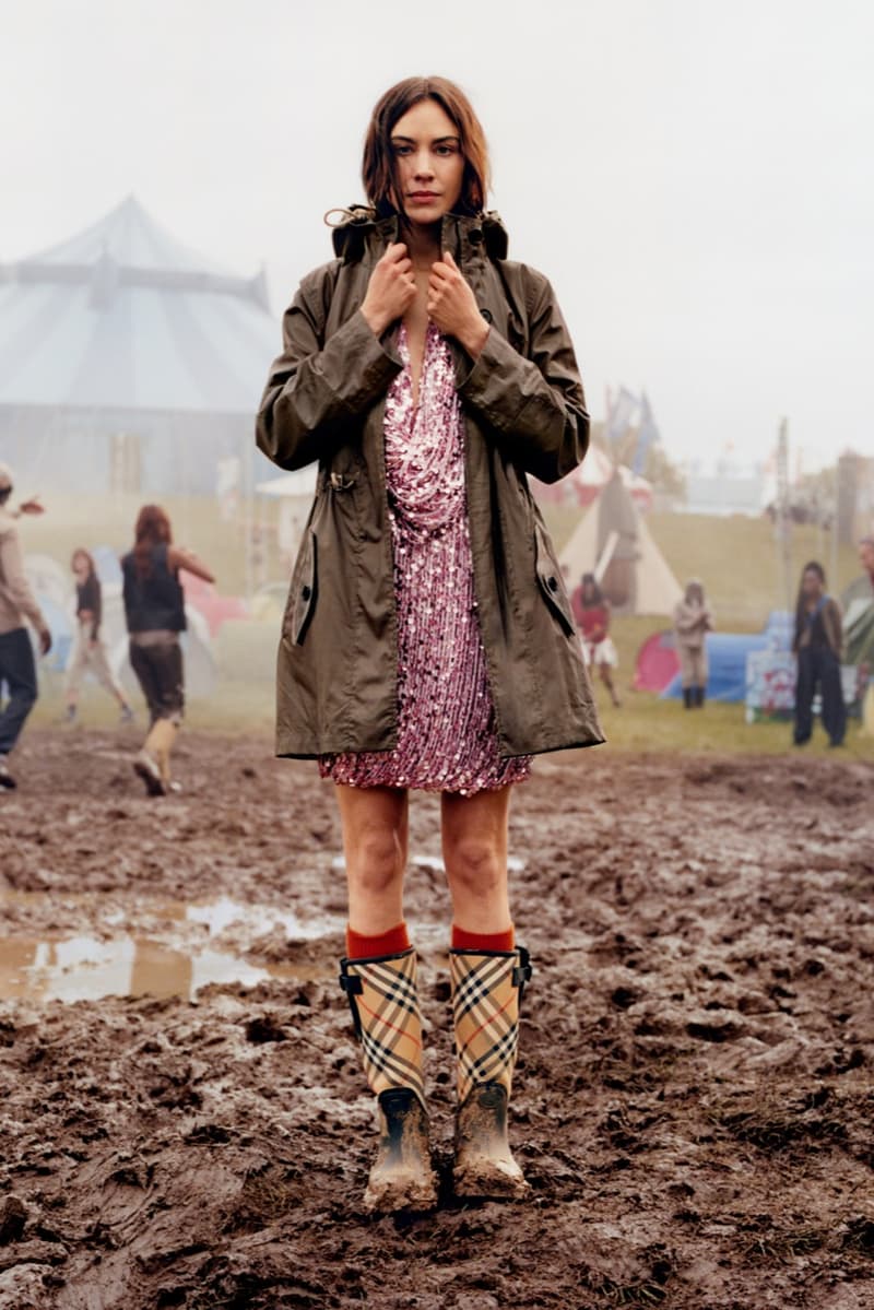 burberry, check, alexa chung, festivals, camping, music, cara delevingne, liam gallagher, models