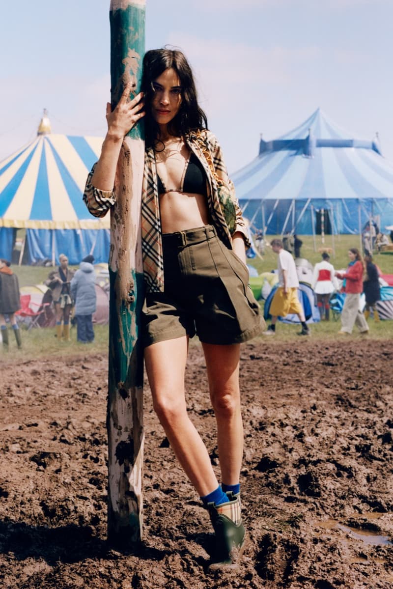 burberry, check, alexa chung, festivals, camping, music, cara delevingne, liam gallagher, models