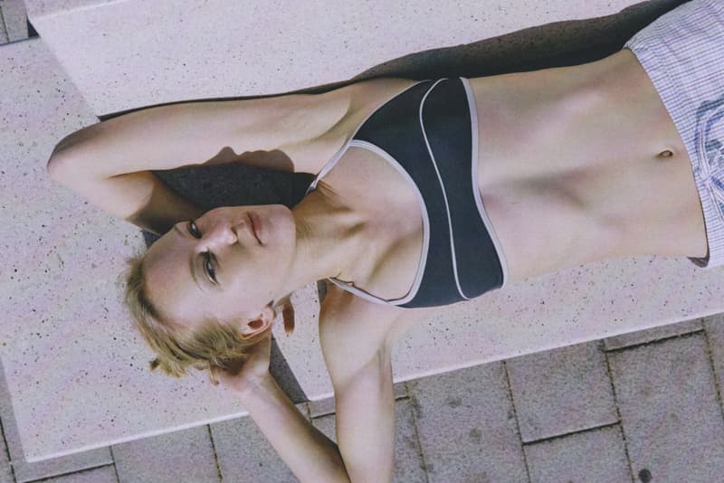 fruity booty, swimwear, bikinis, fish prints, sea, woman, girl, lying down, on the beach