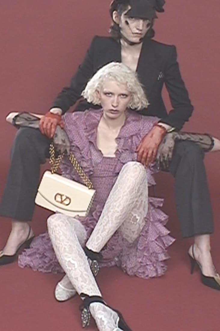 valentino, campaign, garavani bag, lace bodysuit, woman, body, handbags