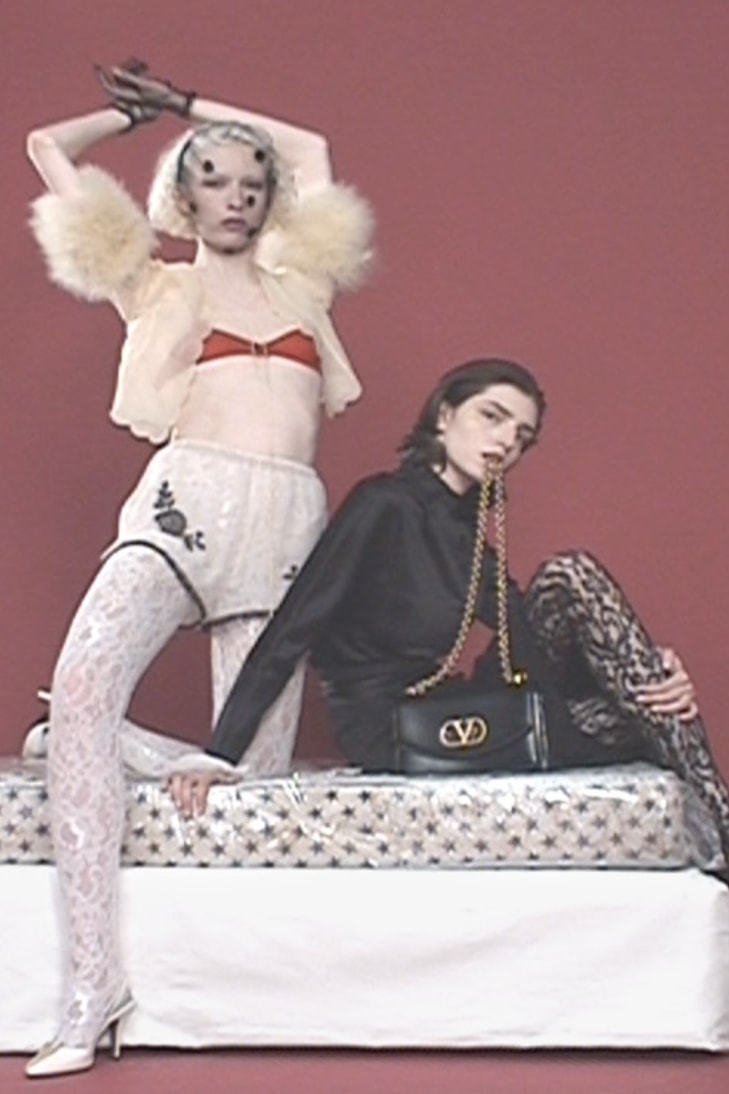 valentino, campaign, garavani bag, lace bodysuit, woman, body, handbags