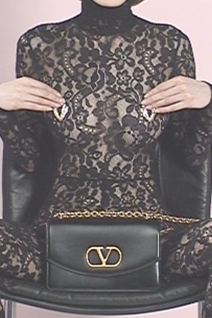 valentino, campaign, garavani bag, lace bodysuit, woman, body, handbags